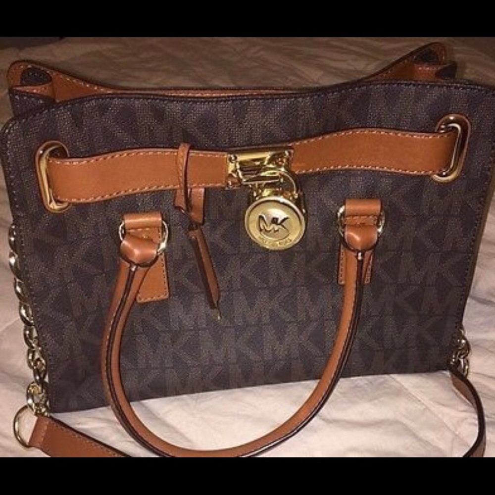 Michael Kors Brown and Tan Signature Logo Hamilton